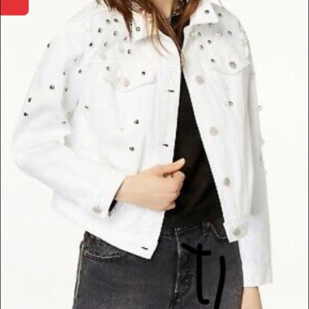 TinselTown Pearl White Denim Jacket